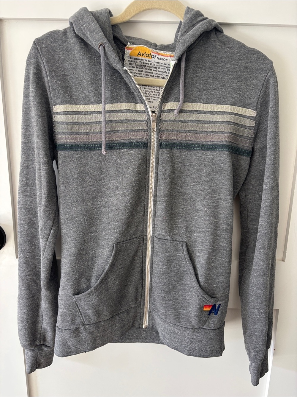 Aviator Nation 5 STRIPE HOODIE heather Grey